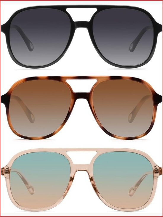 Retro Square Aviator Sunglasses UV400 Protection Unisex Double Bridge main image 4